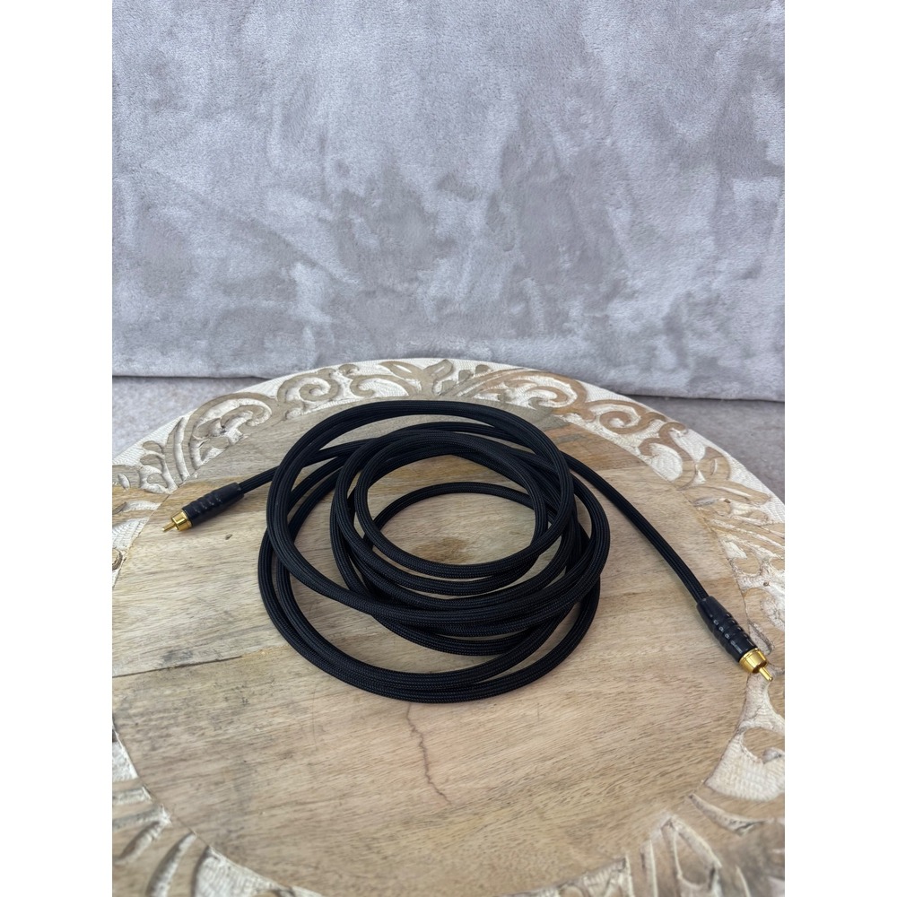 Black Braided RCA Audio Cable Gold Plated Male to Male Patch Cord 10ft Subwoofer